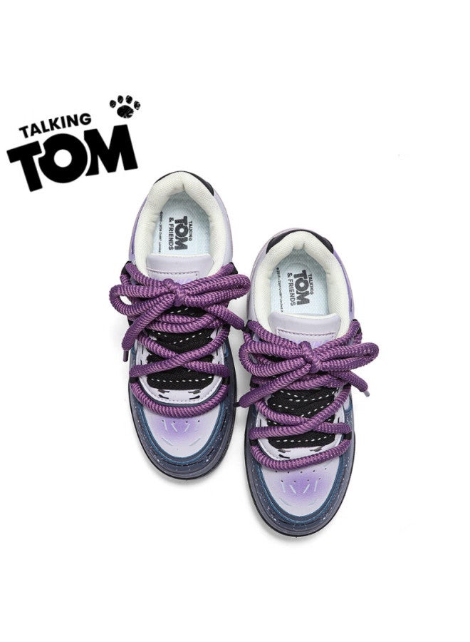 Talking Tom Men's Shoes, Stylish Graffiti Thick-soled Bread Shoes, Casual Versatile Couple Shoes For Men And Women, Purple-gray, Size 40 - Image 3