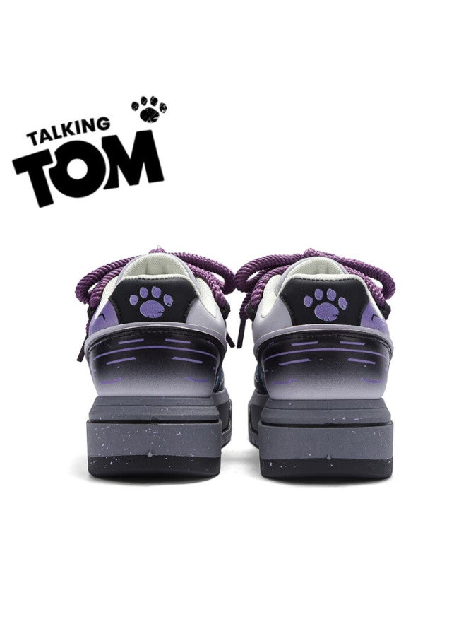 Talking Tom Men's Shoes, Stylish Graffiti Thick-soled Bread Shoes, Casual Versatile Couple Shoes For Men And Women, Purple-gray, Size 40 - Image 5