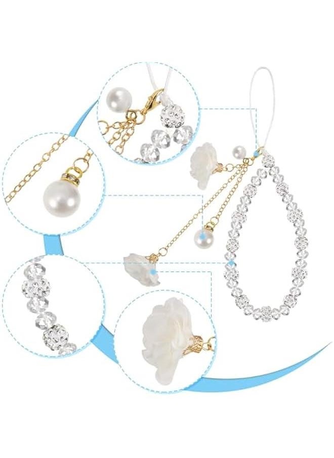 GELESE White Mobile Phone Lanyard, Cute Keychains Beaded Phone Strap Cell Phone Charms, Phone Lanyard Phone Accessories for Backpack Smart Phone Camera Purse (White)  - Image 5