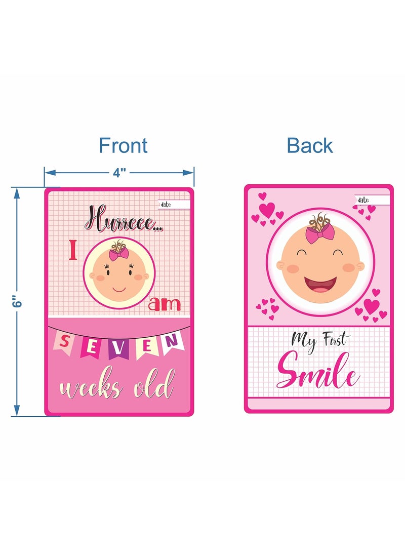 Bookworm - Bookworm Baby Monthly Milestone Cards for Baby Girls 0-12 Months (18 Cards with 36 Designs) - Image 1