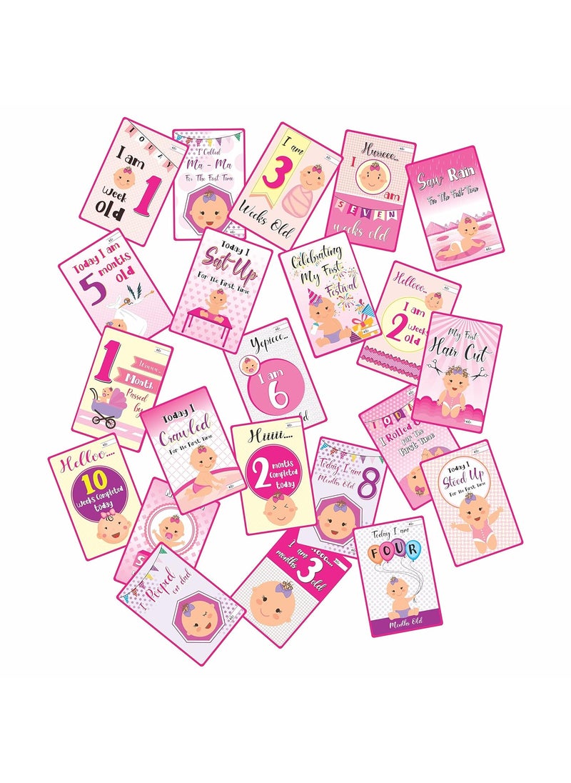 Bookworm - Bookworm Baby Monthly Milestone Cards for Baby Girls 0-12 Months (18 Cards with 36 Designs) - Image 1