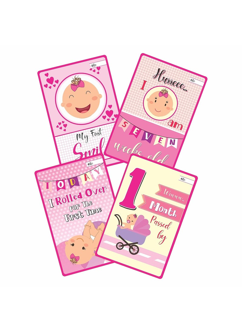 Bookworm - Bookworm Baby Monthly Milestone Cards for Baby Girls 0-12 Months (18 Cards with 36 Designs) - Image 1