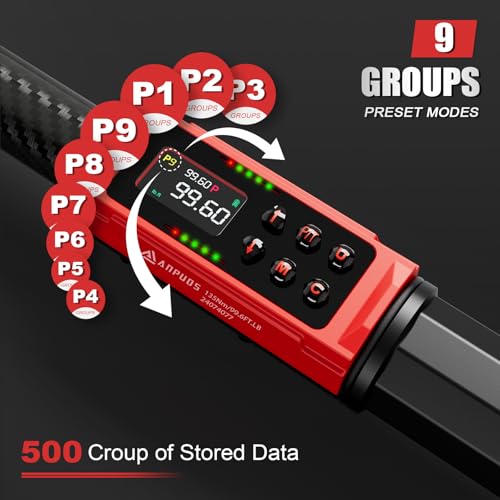 ANPUDS Digital Torque Wrench 3/8 Drive, Carbon Fiber Tube, 1.5-99.6Ft.lb/2-135Nm, ±1% Accuracy, Electric Torque Wrench Set with 3/8" to 1/2" Adapter, 125mm Extension Bar for Bike & Motorcycle - Image 5