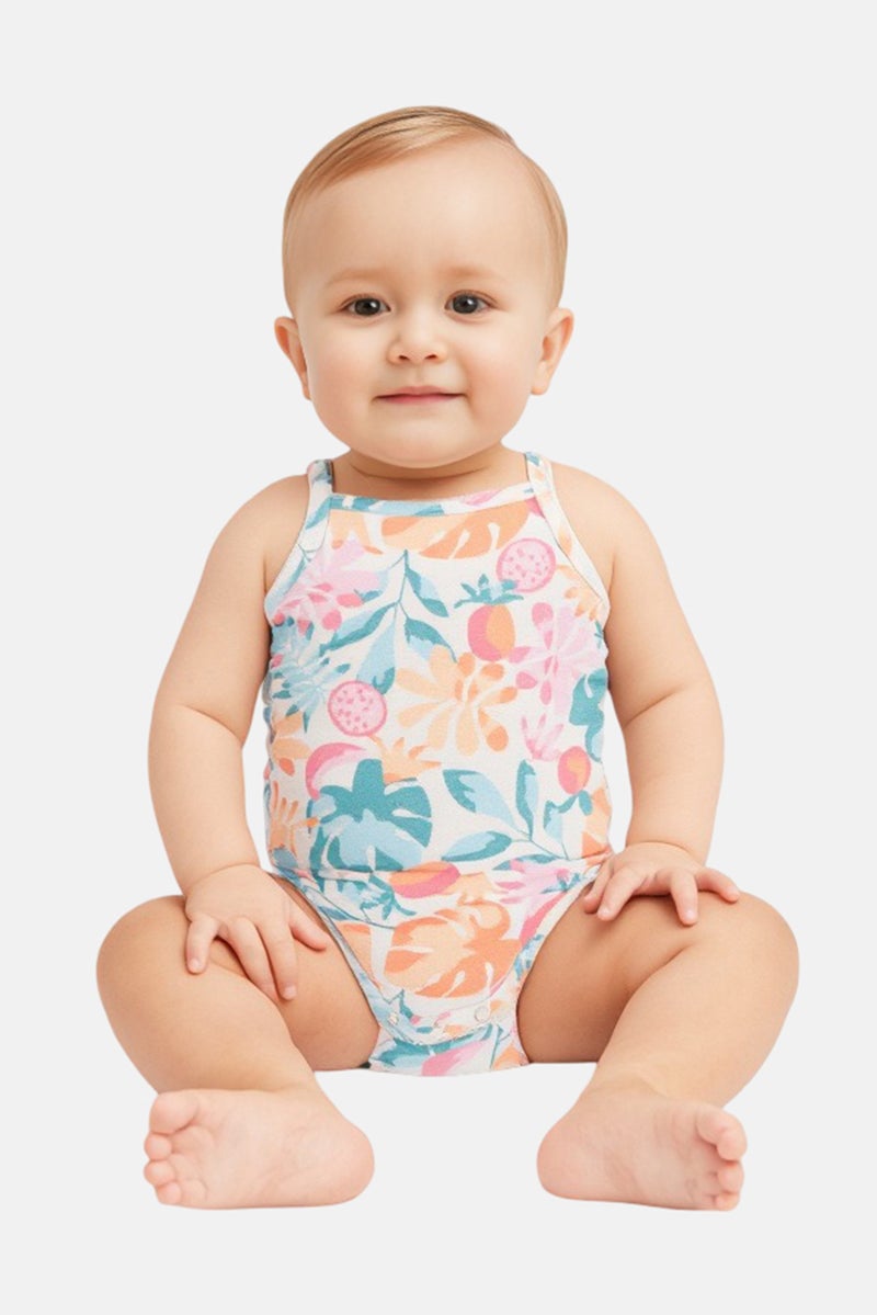 English Laundry Toddlers Girl 3 Pcs Square Neck Allover Print Sleeveless Rompers, Multicolor - Image 1