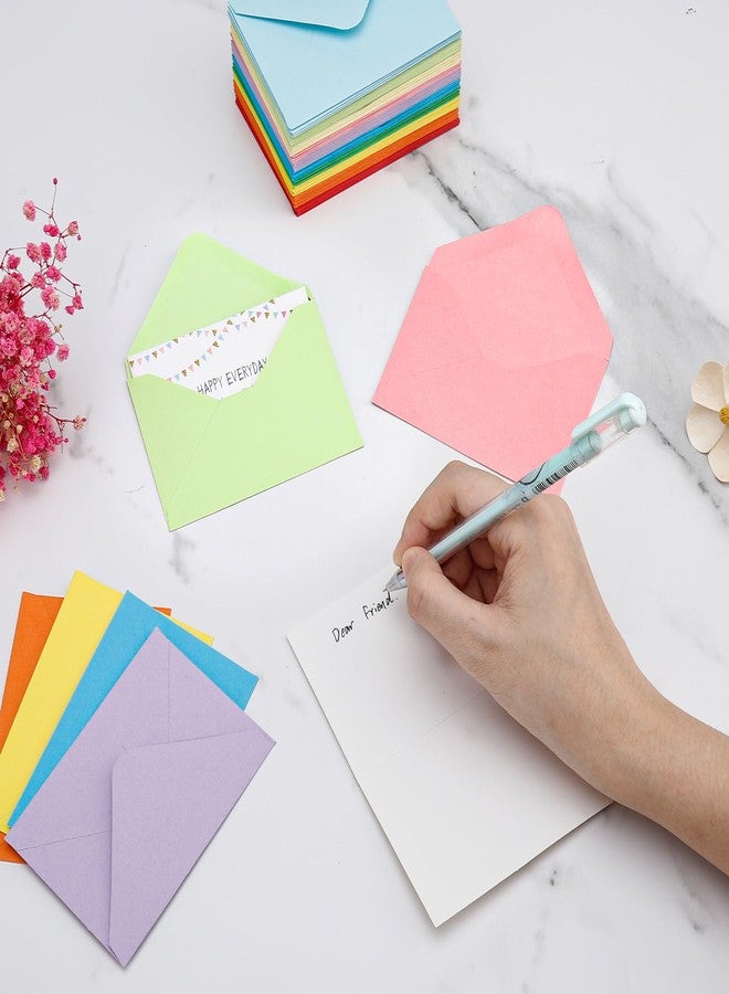 Keketer 100 Pack 4 x 2.75" Colorful Mini Envelopes 120GSM Gift Card 10 Color Envelopes Bulk Small Paper Gift Card Sleeves Greeting Card Business Card Tiny Envelope Pockets for Card & Invitation - Image 2