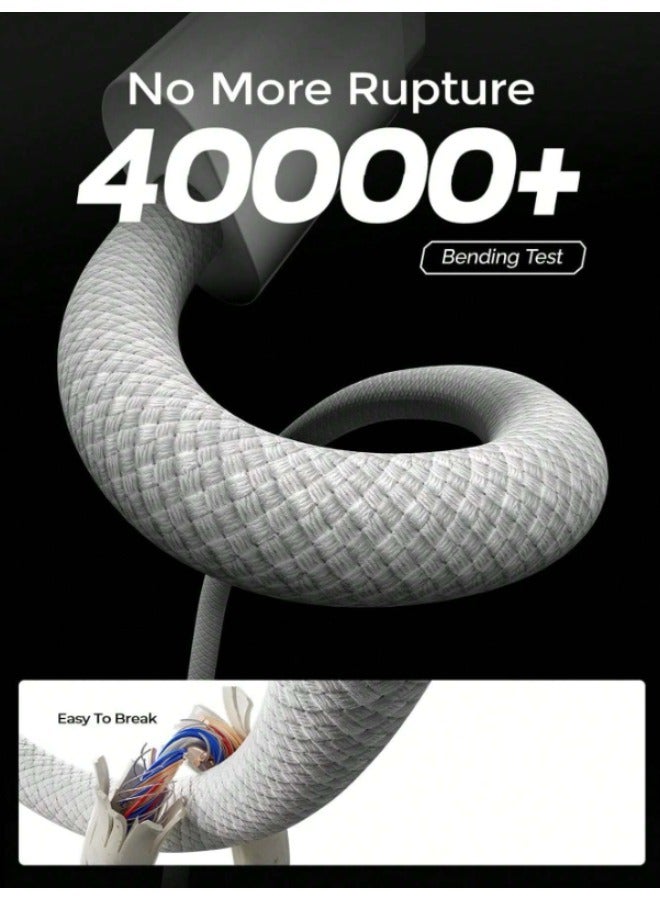 Original Fabric Fast Charging Cable USB C to USB C Apple Specifications, 2 Pieces 60W, Fast Charging Cable for iPhone 15/15 Plus/15 Pro/15 Pro Max, for Galaxy S24 S23 S22, iPad Pro, MacBook Air - Image 4