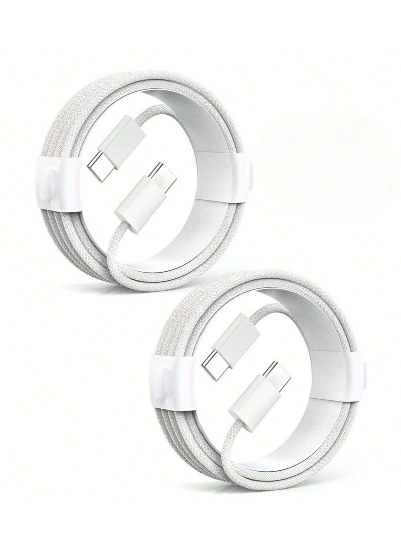 Original Fabric Fast Charging Cable USB C to USB C Apple Specifications, 2 Pieces 60W, Fast Charging Cable for iPhone 15/15 Plus/15 Pro/15 Pro Max, for Galaxy S24 S23 S22, iPad Pro, MacBook Air - Image 1