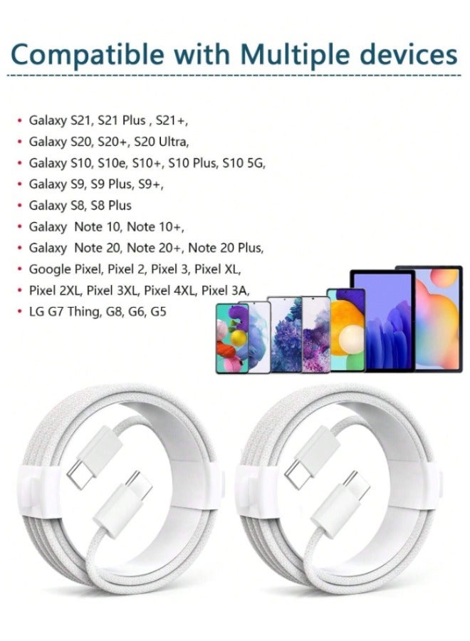 Original Fabric Fast Charging Cable USB C to USB C Apple Specifications, 2 Pieces 60W, Fast Charging Cable for iPhone 15/15 Plus/15 Pro/15 Pro Max, for Galaxy S24 S23 S22, iPad Pro, MacBook Air - Image 5
