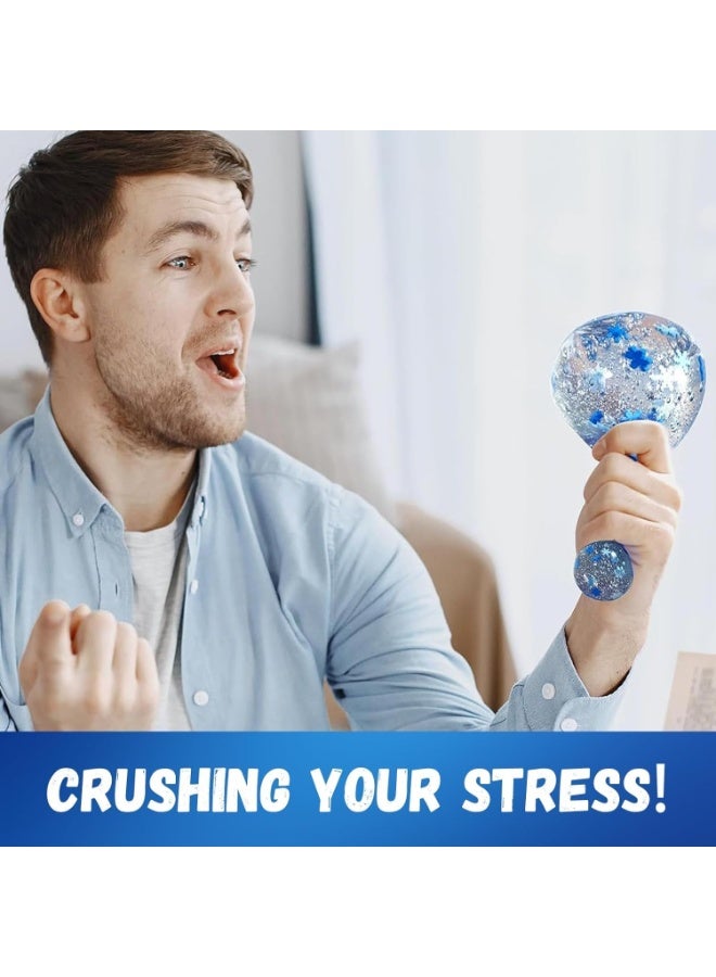 Meetion 2 PCS Soft Ice Stress Relief Sensory Fidget Toys, Blue Stretch Cube Balls for Kids & Adults - Image 5