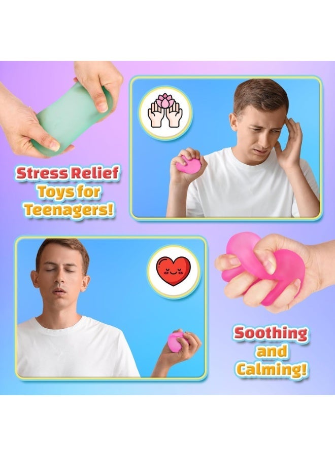 Meetion 2 PCS Soft Ice Stress Relief Sensory Fidget Toys, Blue Stretch Cube Balls for Kids & Adults - Image 2
