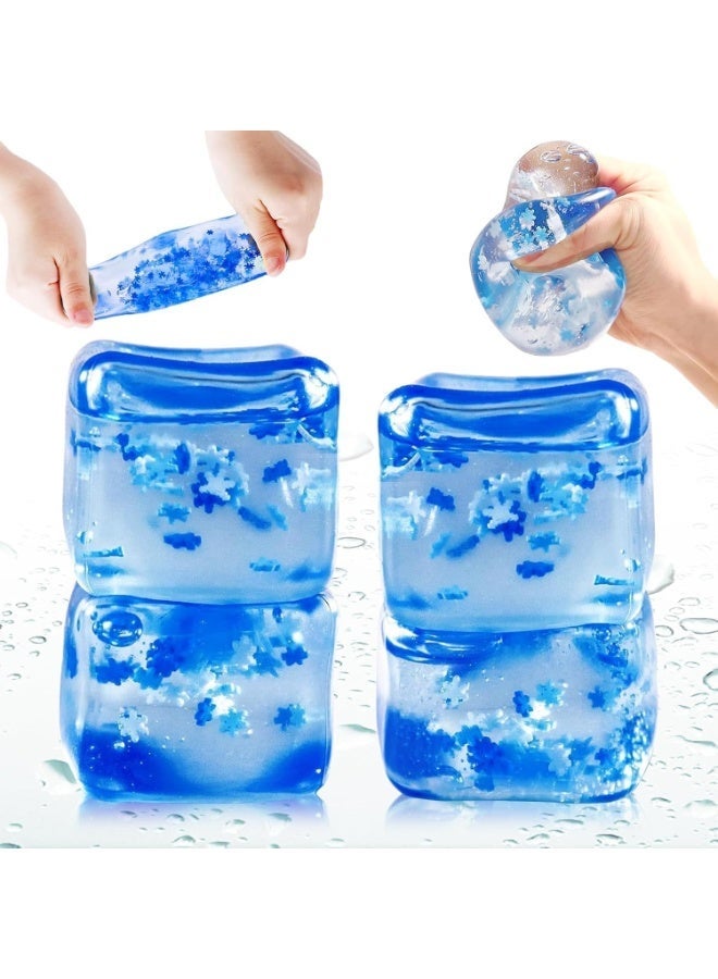 Meetion 2 PCS Soft Ice Stress Relief Sensory Fidget Toys, Blue Stretch Cube Balls for Kids & Adults - Image 1