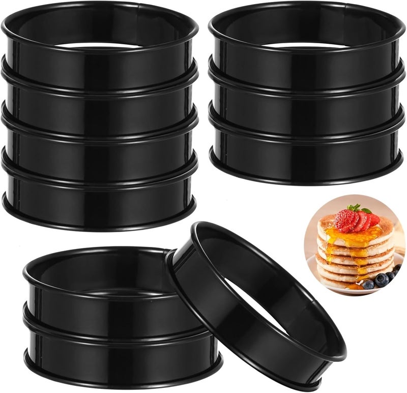 Set Of 10 Muffin Rings, 4-Inch Rolled Stainless Steel Tart Rings For Baking, Cake & Dessert Molds - Image 1