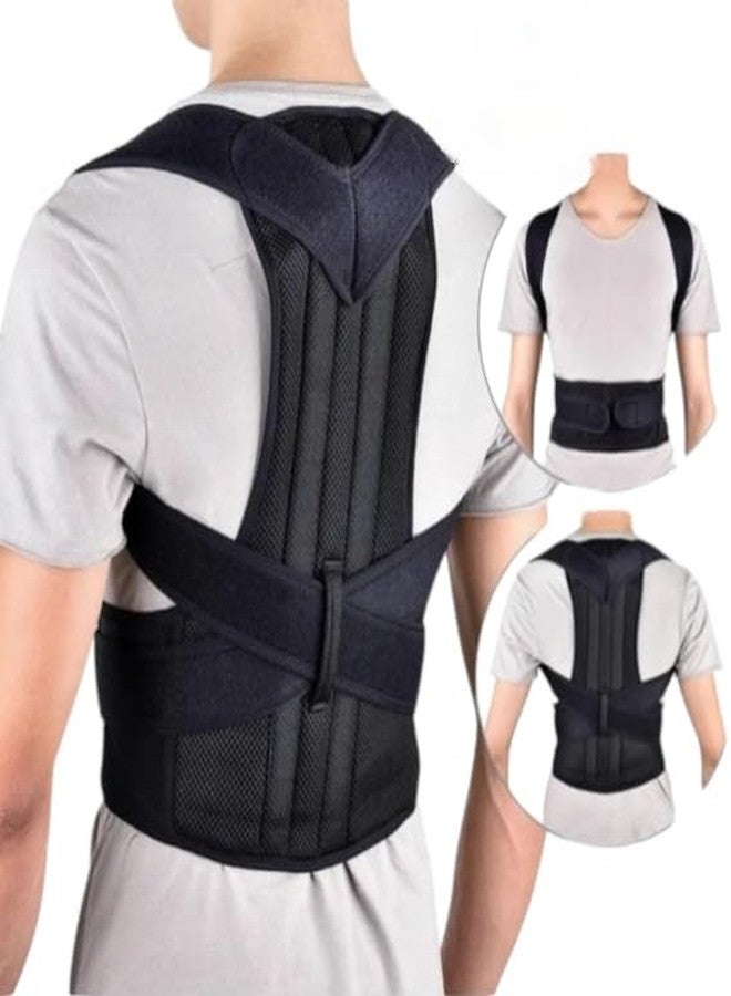 ALWAN Free Size Posture Corrector For Men And Women Back Support Belt Back Pain Back Straight And Shoulder Support Belt, Metallic Belt, Posture Corrector Belt (Universal Size) (Black) - Image 2