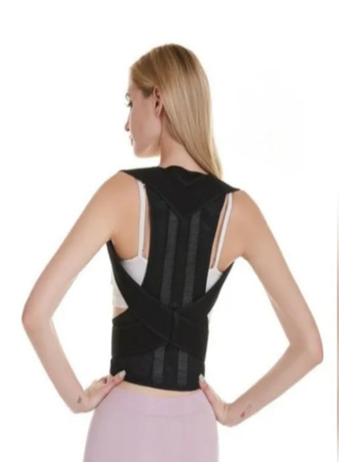 ALWAN Free Size Posture Corrector For Men And Women Back Support Belt Back Pain Back Straight And Shoulder Support Belt, Metallic Belt, Posture Corrector Belt (Universal Size) (Black) - Image 4