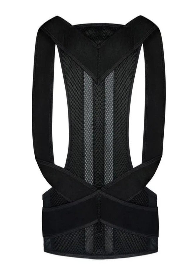 ALWAN Free Size Posture Corrector For Men And Women Back Support Belt Back Pain Back Straight And Shoulder Support Belt, Metallic Belt, Posture Corrector Belt (Universal Size) (Black) - Image 1