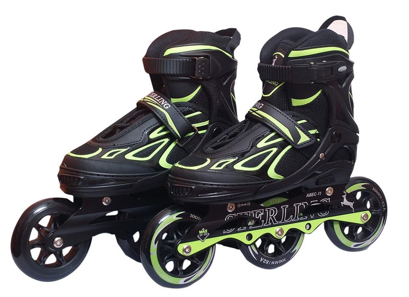 Slyk Sterling 100mm Inline Skates, 3 Wheels Adjustable Inline Skates, 85A Hardenss PU Speedy Wheels with ABEC-11 Bearings, Triskates for Children to Adults (Green, X-Large (Euro Shoe Size 43 to 46)) - Image 2