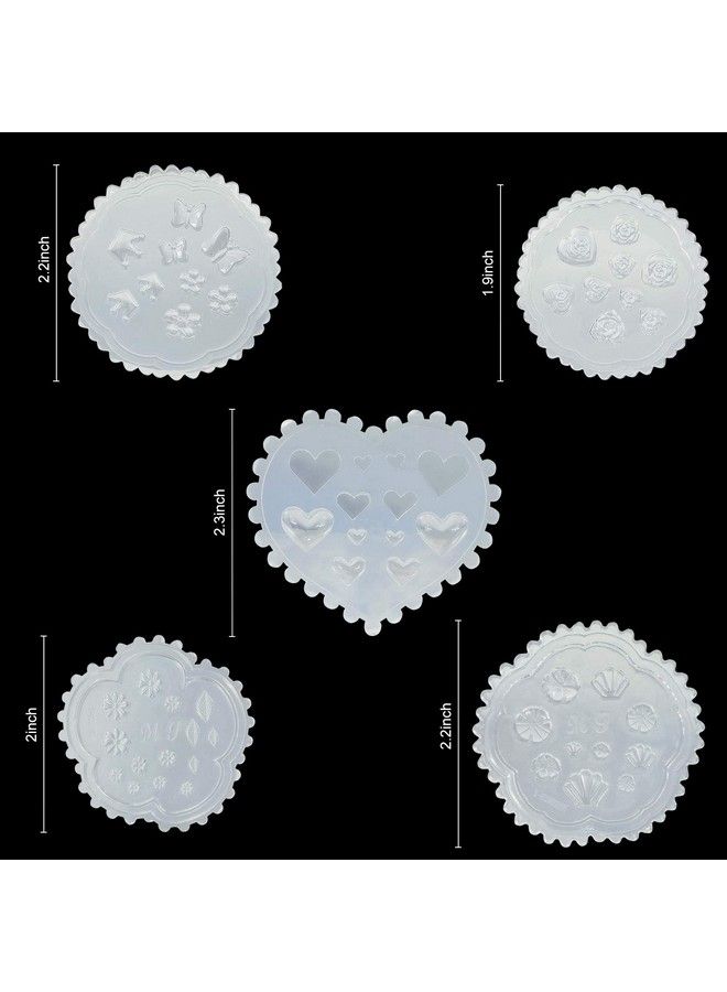 Konsait 5 Pack 3D Nail Art Mold Silicone Assorted Nail Art Cabochon Decortive Mold Nail Art Making Tools Silicone Carved Mold Template Mould Kit - Image 3