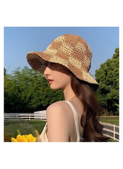 Excefore Womens Straw Sun Hat Woven Bucket Hat Fishing Hat Beach Hat Foldable Cap Summer Caps, Wide Brim Bucket Hat for Women  - Image 1