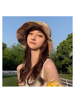 Excefore Womens Straw Sun Hat Woven Bucket Hat Fishing Hat Beach Hat Foldable Cap Summer Caps, Wide Brim Bucket Hat for Women  - Image 2