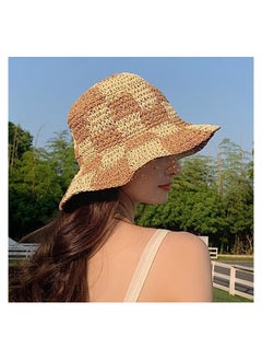 Excefore Womens Straw Sun Hat Woven Bucket Hat Fishing Hat Beach Hat Foldable Cap Summer Caps, Wide Brim Bucket Hat for Women  - Image 3