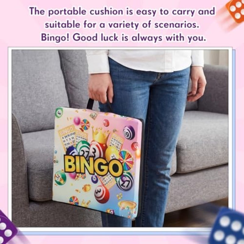 Bingo Night Seat Cushion Set 2" Cushion with Strap and Handles for Women Comfortable Chair Pillow for Bingo Nights Gaming, Events, and Home Use - Image 4