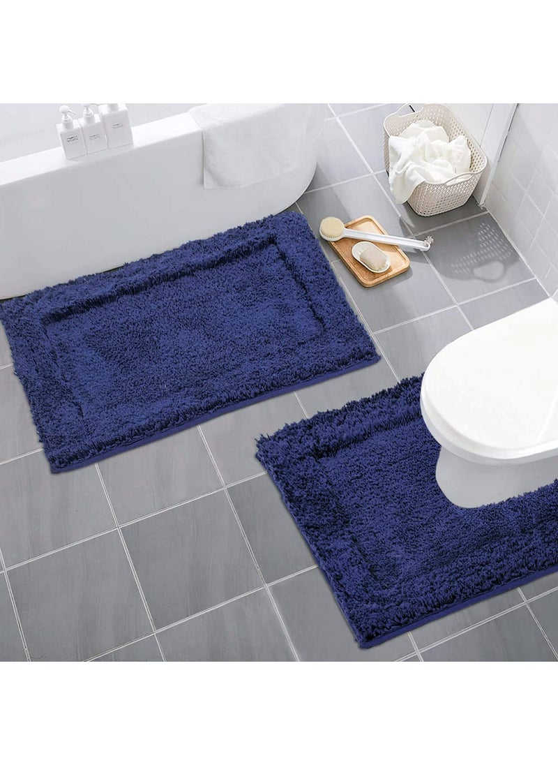 Freelance Freelance Heritage Microfibre Main Entrance Doormat, Home Bathroom Floor Door Mats, Bath Mat, 60 x 40 cm, Navy Blue  - Image 1