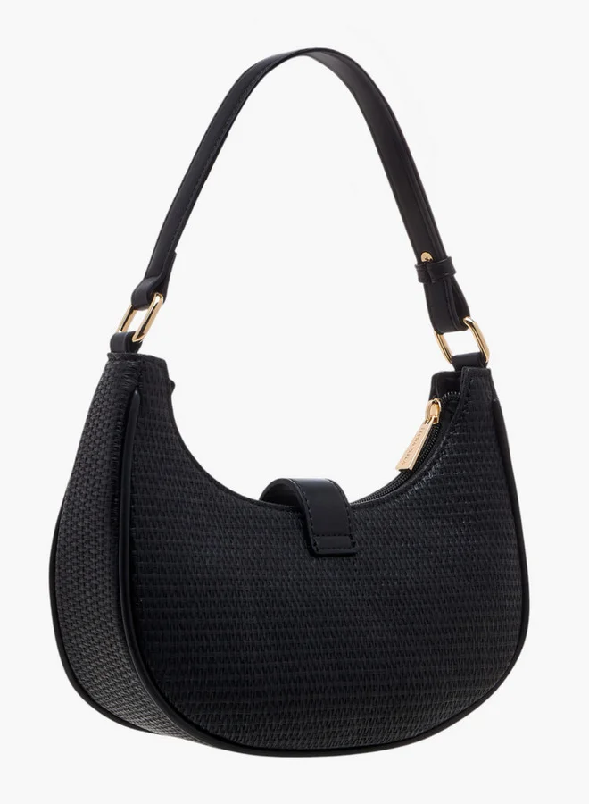 Flora Bella By Shoexpress Textured Shoulder Bag with Magnetic Button Closure