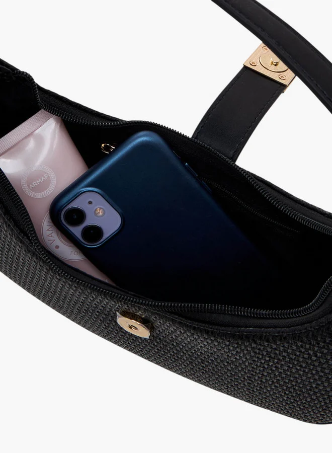Flora Bella By Shoexpress Textured Shoulder Bag with Magnetic Button Closure