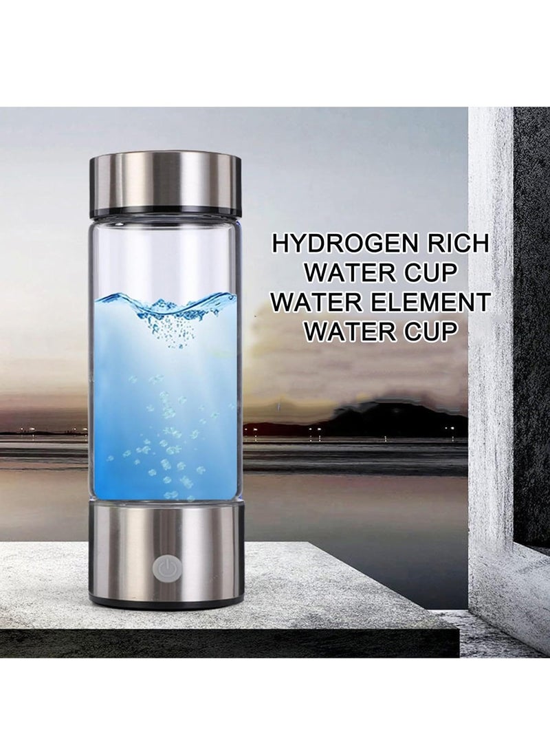 Generic - Hydrogen Water Bottle with PEM SPE Technology - Rechargeable Hydrogen Water Generator, Portable Hydrogen Water Ionizer Machine for Home/Office/Travel (Silver) - Image 1