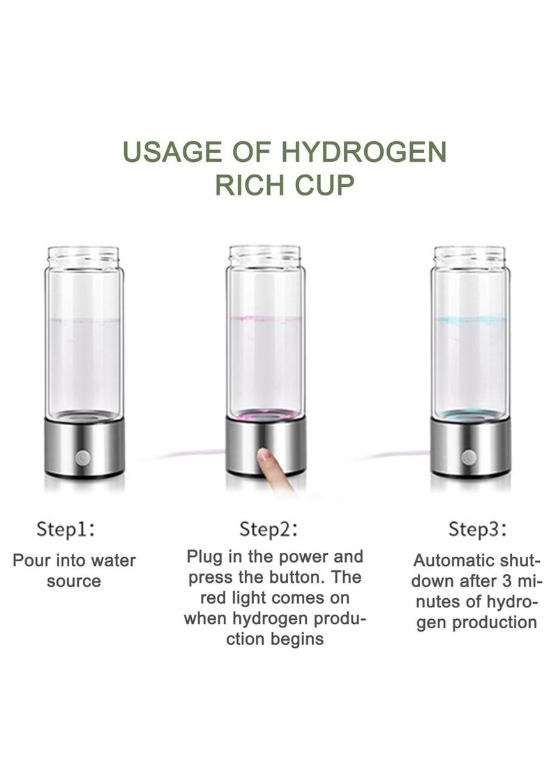 Generic - Hydrogen Water Bottle with PEM SPE Technology - Rechargeable Hydrogen Water Generator, Portable Hydrogen Water Ionizer Machine for Home/Office/Travel (Silver) - Image 1
