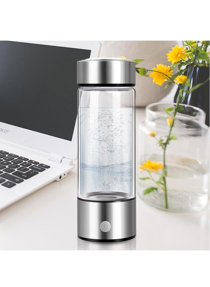 Generic - Hydrogen Water Bottle with PEM SPE Technology - Rechargeable Hydrogen Water Generator, Portable Hydrogen Water Ionizer Machine for Home/Office/Travel (Silver) - Image 1