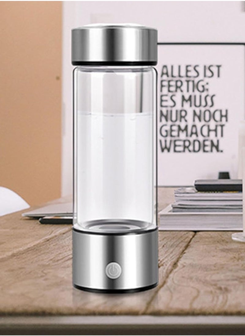 Generic - Hydrogen Water Bottle with PEM SPE Technology - Rechargeable Hydrogen Water Generator, Portable Hydrogen Water Ionizer Machine for Home/Office/Travel (Silver) - Image 1
