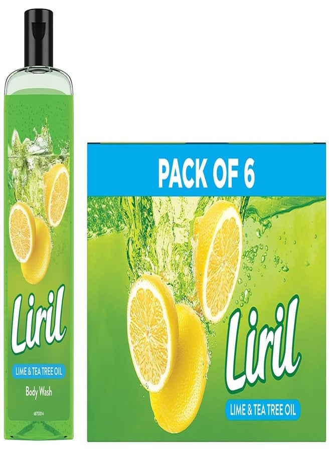 Liril Lime & Tea Tree Oil Soap 125 g (Pack of 6) & Liril Lemon and Tea Tree Oil Body Wash, 250ml - Image 1