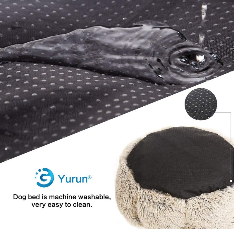 YURUN Dog Bed, Pet Bed, Cat Bed, Dog Sofa, Cat Sofa, Washable Dog Bed, Fluffy Round Dog Cushion for Large and Extra Large Dogs, Brown, 120 x 120 x 20 cm - Image 3