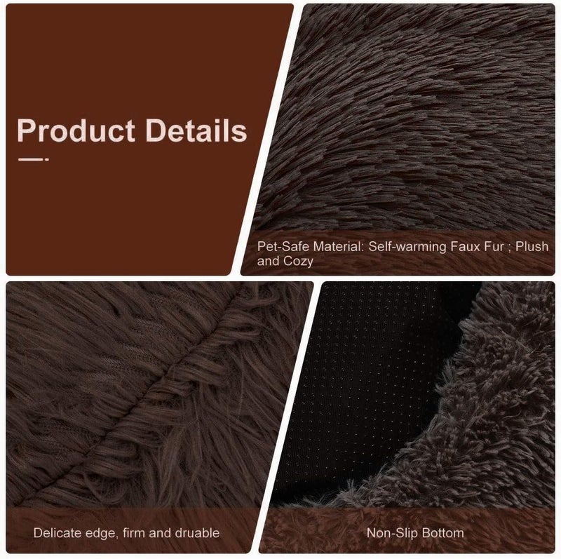 YURUN Dog Bed, Pet Bed, Cat Bed, Dog Sofa, Cat Sofa, Washable Dog Bed, Fluffy Round Dog Cushion for Large and Extra Large Dogs, Brown, 120 x 120 x 20 cm - Image 4