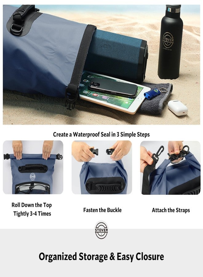 STOVER Waterproof Dry Bag with Phone Case - Medium Floating Dry Bag for Kayaking, Travel, Hiking, Fishing, Camping, Motorcycles & Beach, Heavy-Duty Roll Top Men & Women (30L Navy Blue) - Image 5