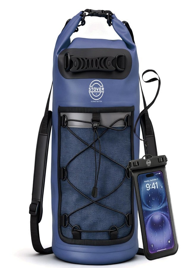 STOVER Waterproof Dry Bag with Phone Case - Medium Floating Dry Bag for Kayaking, Travel, Hiking, Fishing, Camping, Motorcycles & Beach, Heavy-Duty Roll Top Men & Women (30L Navy Blue) - Image 1