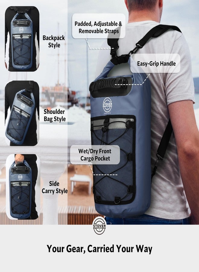 STOVER Waterproof Dry Bag with Phone Case - Medium Floating Dry Bag for Kayaking, Travel, Hiking, Fishing, Camping, Motorcycles & Beach, Heavy-Duty Roll Top Men & Women (30L Navy Blue) - Image 3