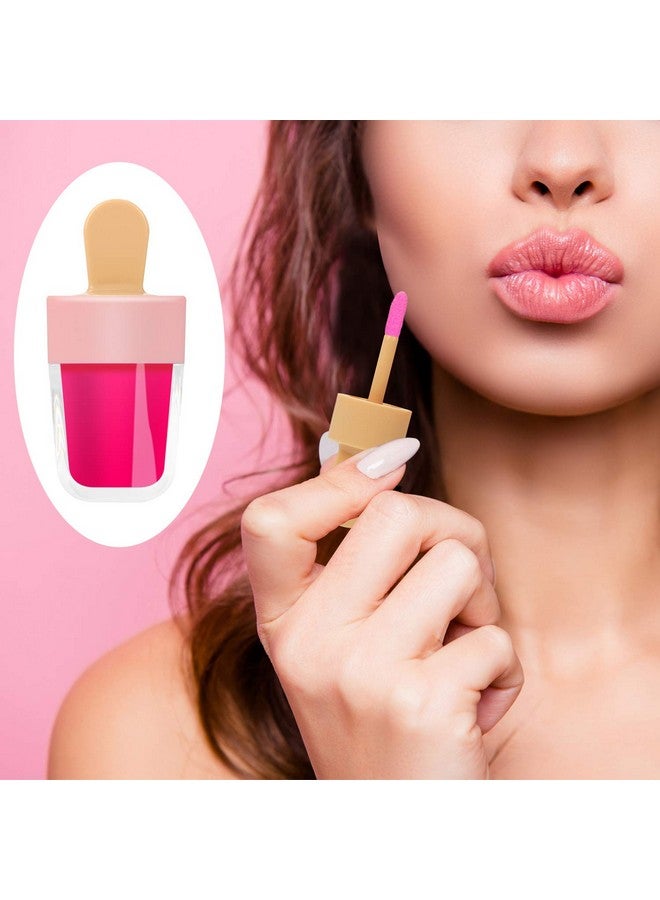 رونونز أنابيب ملمع الشفاه 15 قطعة من حاويات ملمع الشفاه الفارغة على شكل الآيس كريم الوردي، أنابيب ملمع الشفاه الصغيرة اللطيفة مع عصا لزجاجات عينات مستحضرات التجميل DIY 8 مل - Image 5