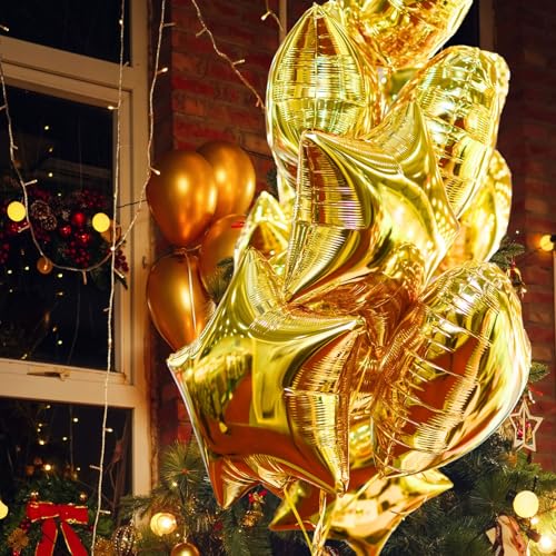 Simple polymer 18" Star Foil Mylar Balloons Party Decorations, Gold, 10 Pieces - Image 3