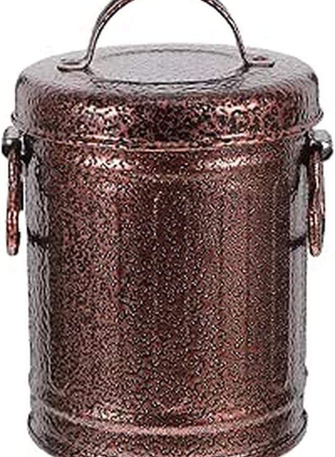 Retro Metal Ashtray With Lid Small Zinc Plated Iron Bucket For Indoor Outdoor Use - Image 1