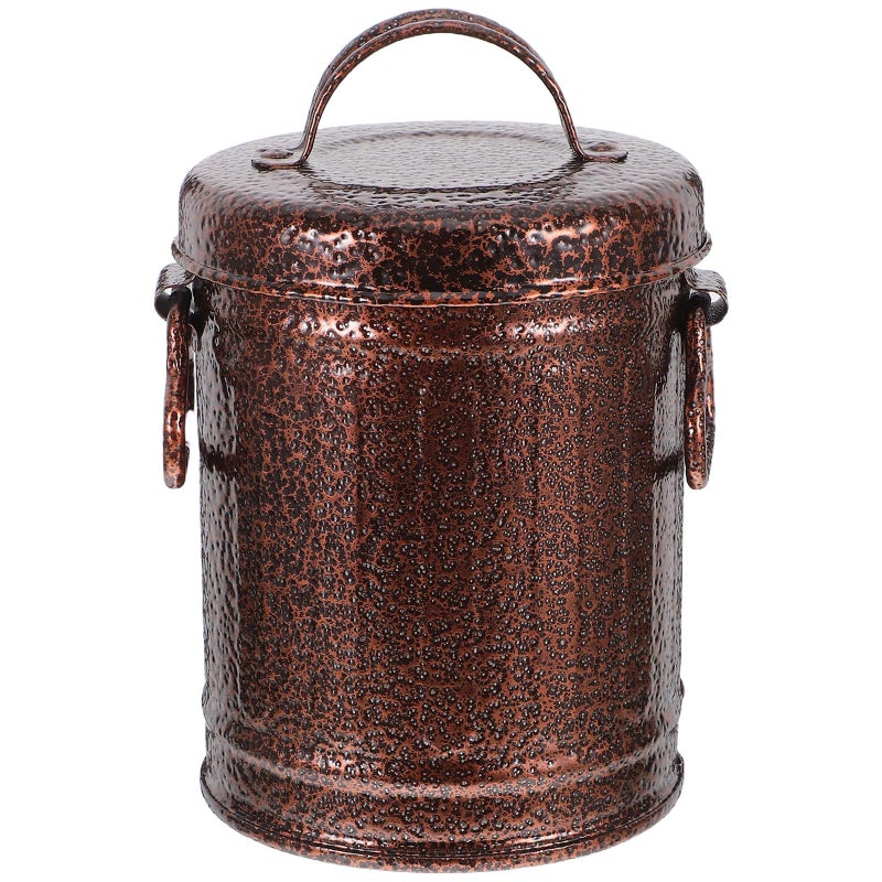 Retro Metal Ashtray With Lid Small Zinc Plated Iron Bucket For Indoor Outdoor Use - Image 2