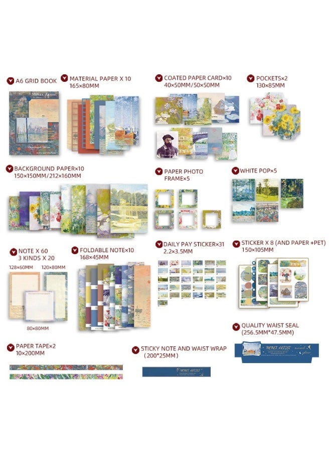 كيارا فني ريترو النمط الأوروبي اليقين كتيب هدية مربع مجموعة بسيطة فان غوخ اللوحة الزيتية كتيب أداة مجموعة المواد - Image 3