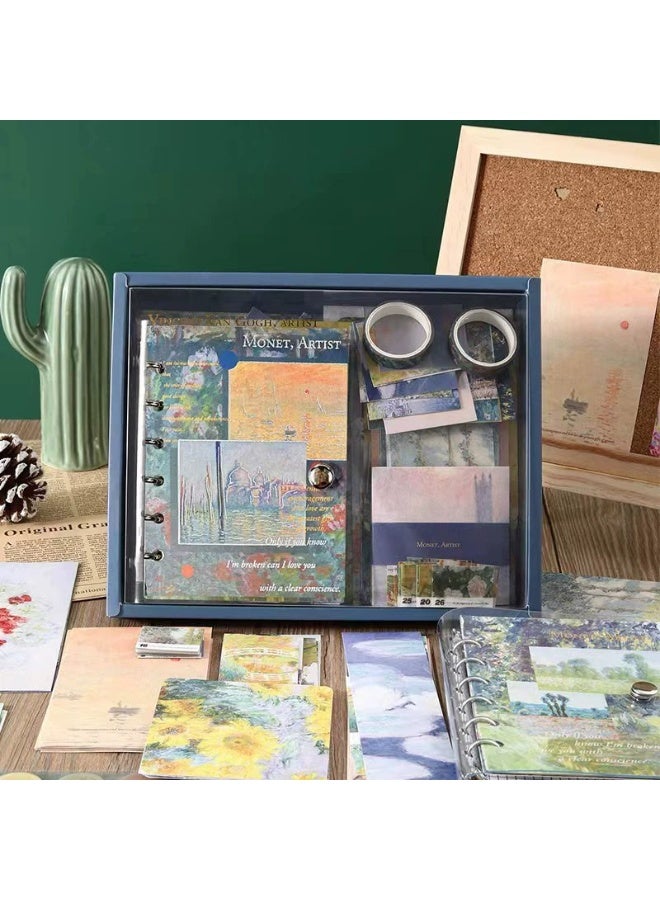 كيارا فني ريترو النمط الأوروبي اليقين كتيب هدية مربع مجموعة بسيطة فان غوخ اللوحة الزيتية كتيب أداة مجموعة المواد - Image 2