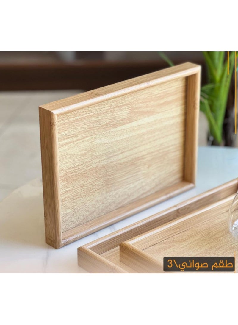 كايان طقم صواني تقديم خشبية مستطيلة – 3 قطع بأحجام مختلفة (30، 35، 40 سم) مثالية للتقديم والاستخدام اليومي - Image 2