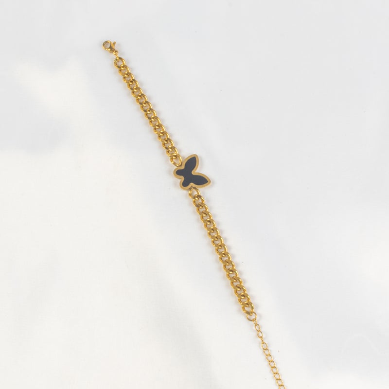 أنسيال استانليس ستيل ذهبي شكل فراشة سوداء - Image 1