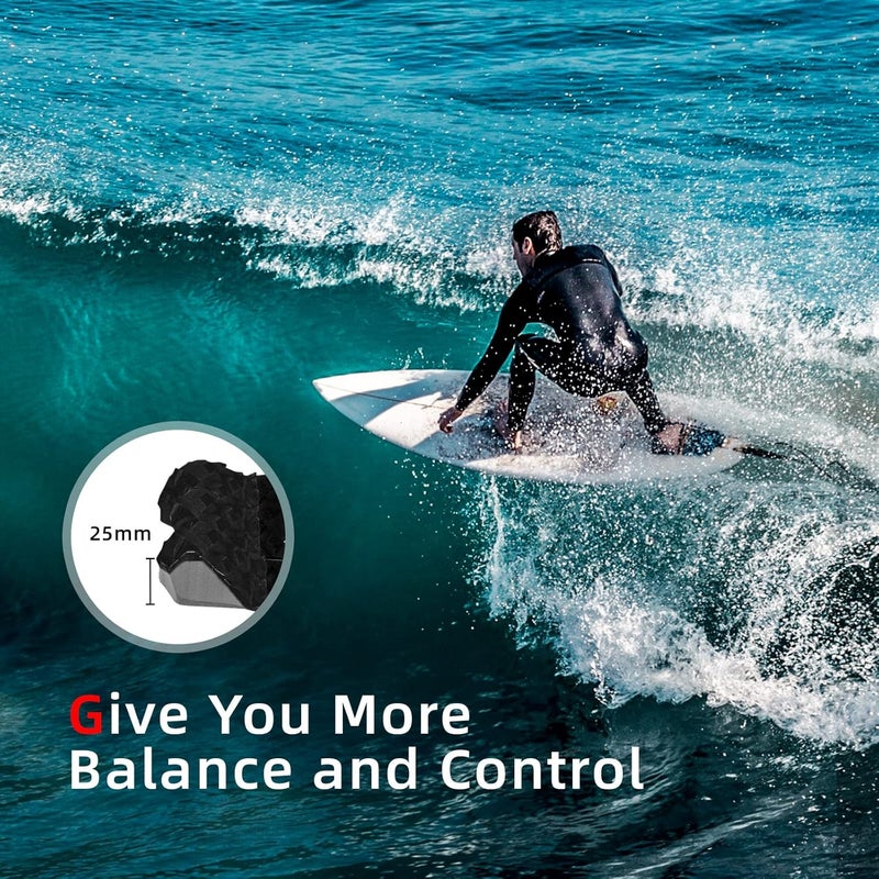 Abahub وسادات جر EVA ثلاث قطع مع كيكير للسكيم بورد، ألواح التزلج، فنبورد، فيش بورد، أسود/أزرق/أخضر/رمادي/برتقالي/وردي/أبيض/أحمر نبيذي - Image 5