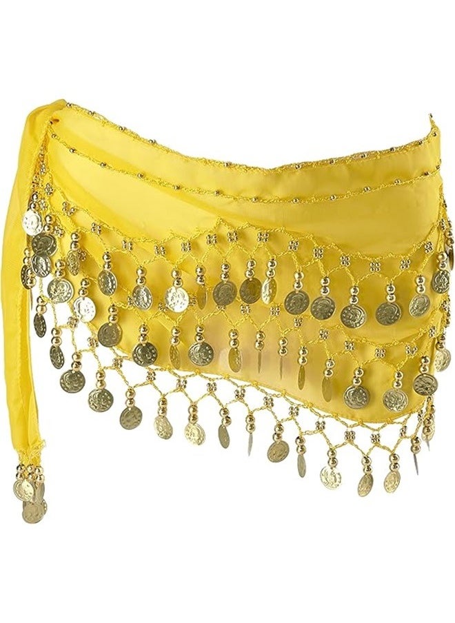 yongsheng Belly Dance Hip Scarf Waist Belt With Gold Coins Suitable For Girls，Belly Dancing Skirt with 72 Gold Coins, Belly Dancer Belt Scarf Skirt for Women  - Image 1