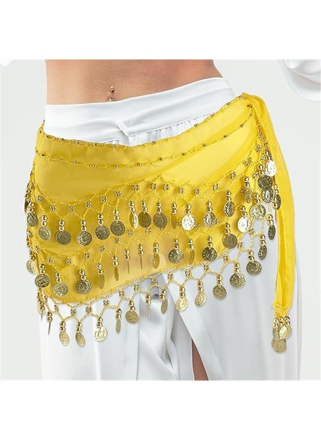 yongsheng Belly Dance Hip Scarf Waist Belt With Gold Coins Suitable For Girls，Belly Dancing Skirt with 72 Gold Coins, Belly Dancer Belt Scarf Skirt for Women  - Image 5