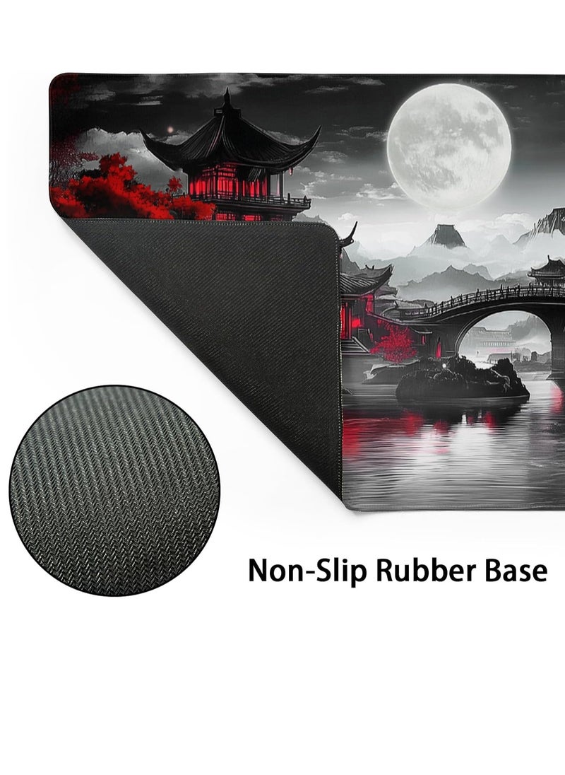 Japanese Riverside Gaming Mouse Pad for Keyboard & Mouse (70 X 30 cm ) - Desk Mat Mousepad L Extended Size - Anti Slip Rubber Base - Stitched Edges - Waterproof - Speed Edition